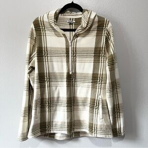 O'NEILL-Hooded Flannel Sweater Olive Green and Beige Size M